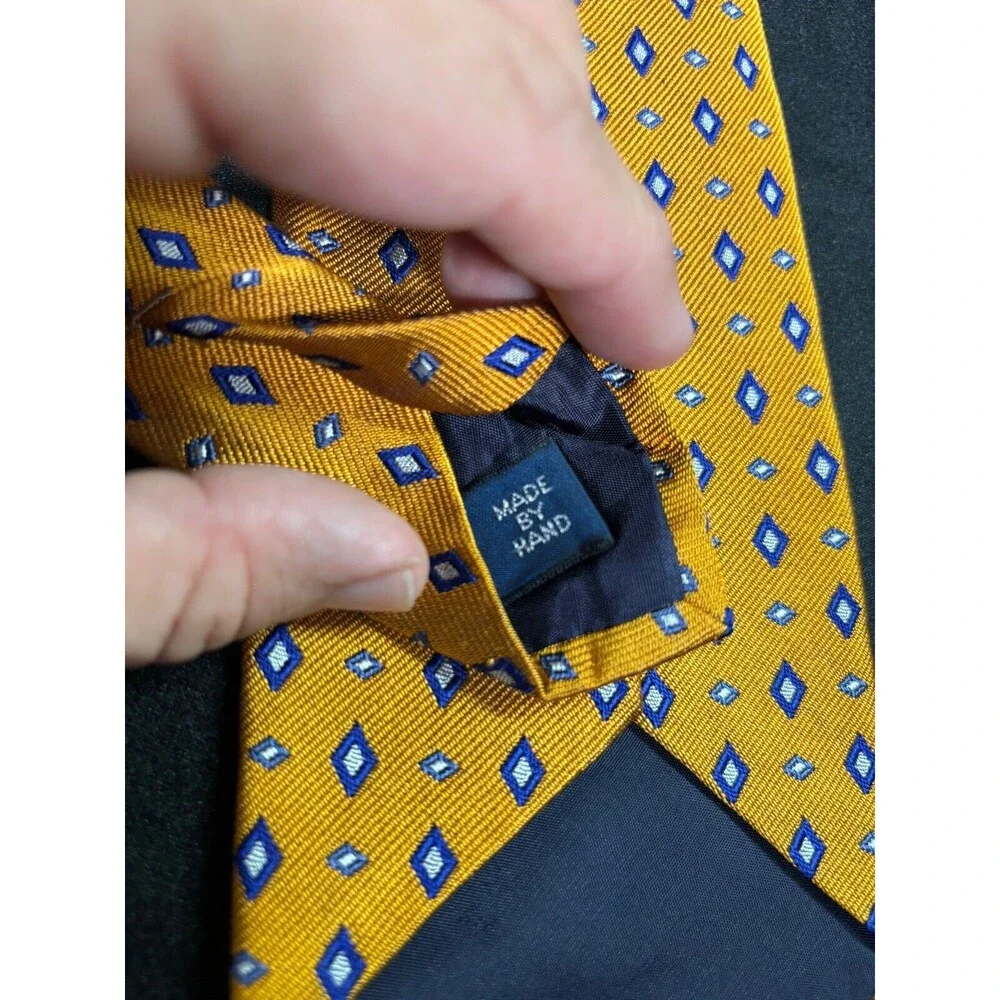 Polo Ralph Lauren Tie‎ Orange W/ Blue Diamond Geometric Pattern L:55